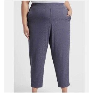 Athleta Brooklyn Textured Leopard Ankle Pant-Medieval Navy-Plus Size 26-NWT
